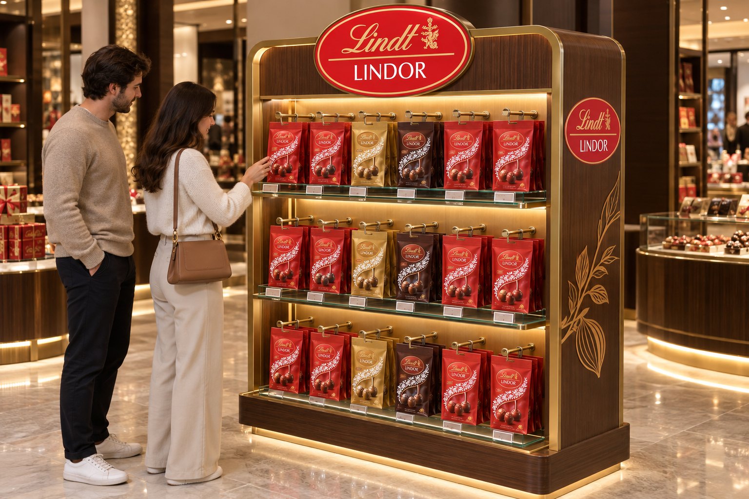 Premium chocolate display stand designed in the studio